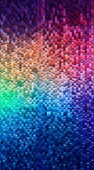 A background image featuring a colorful pattern of small square blocks in varying shades of blue, green, orange, pink, and purple