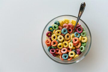 a bowl of cereal with a spoon in it