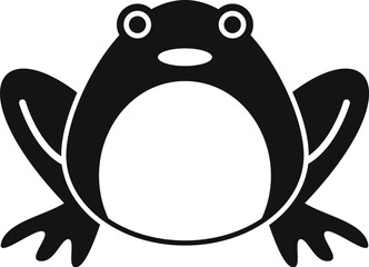 Simple vector icon of a black frog sitting, representing concepts of nature, wildlife, and amphibians