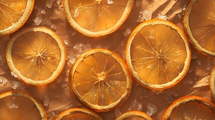 Dried Orange Slices on a Brown Background.