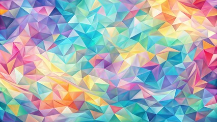Vibrant pastel triangles undulate and swirl in mesmerizing rhythmic patterns across a dreamy abstract canvas of soft gradient hues.