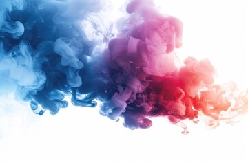 Obraz premium A cloud of red and blue smoke fills the air, creating a hazy atmosphere