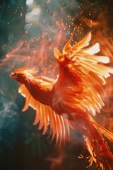A bird spreads its wings and soars through the air