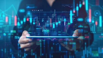 Hand operating device with interactive financial charts