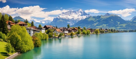 Obraz premium Beautiful view of lake with clear sky.