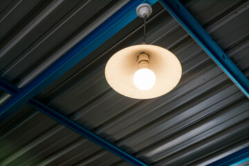 Illuminated hanging lamps on the ceiling
