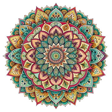 Beautiful colorful mandala design pattern background picture Ai generated.