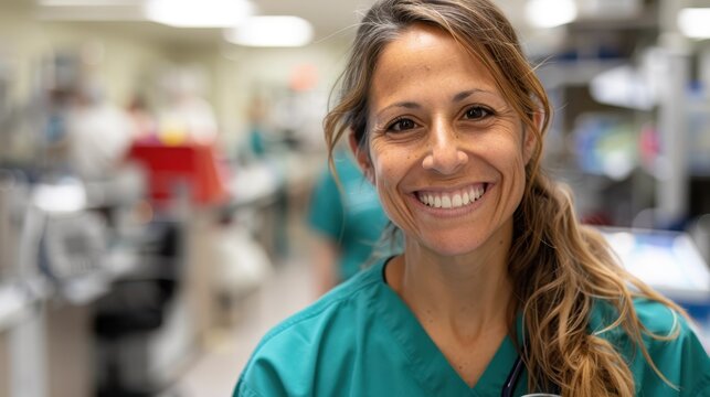 A dedicated healthcare worker in green scrubs, standing in a hospital setting, symbolizing the commitment and care provided by medical professionals around the world.