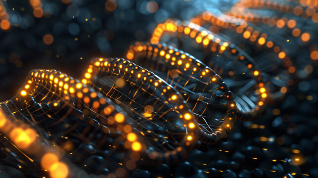 DNA microarray chip showing intricate patterns on dark tech backdrop