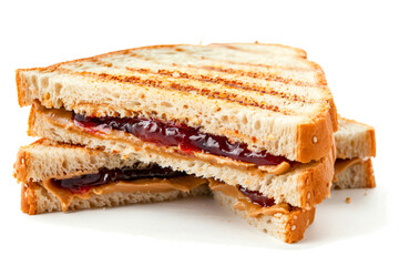 a peanut butter and jelly sandwich cut in half