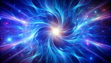 Fototapeta premium Vibrant swirls of electric blue and purple hues radiate from a central axis, evoking a sense of dynamic cosmic energy.