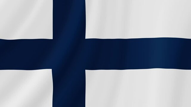Finland Waving Flag. Realistic Flag Animation. Seamless Loop Background.