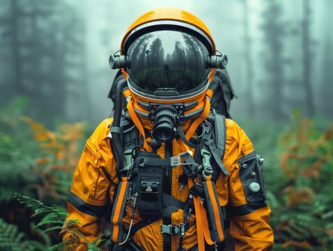 Space Explorer Embarks on a Thrilling Mission, Adventurous Journey Through Uncharted Territories, Outfitted in Cutting-Edge Space Travel Gear, Astronaut, Exploration, Future, Universe, Galaxy