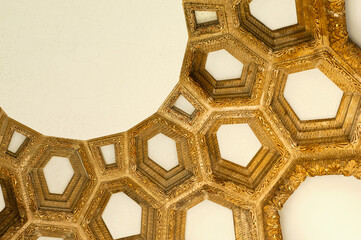 Ceiling decoration inside the Palace of Fine Arts rotunda in San Francisco, CA.