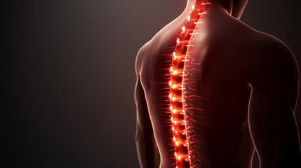 Patients with back pain have a glowing spine highlighted in red