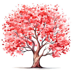 Watercolor cherry trees on a white background