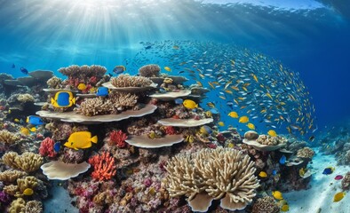 Vibrant Coral Reef with Tropical Fish