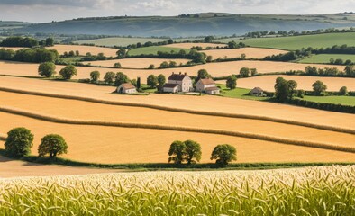 Fototapeta premium Idyllic Countryside Landscape with Rolling Hills