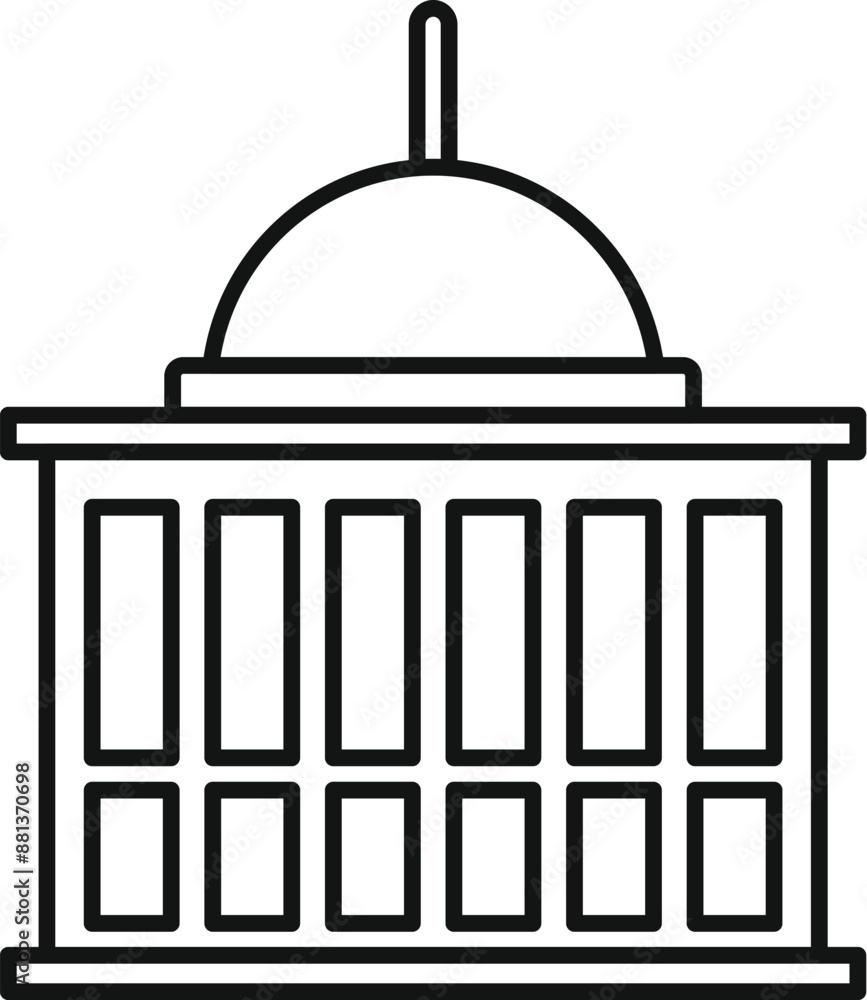 Poster simple line drawing of a government building with columns and a dome on a white background