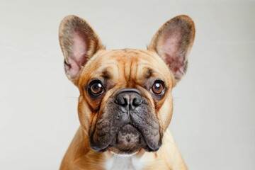Adorable french bulldog portrait on white background, look into the camera, canine pet, animal beauty
