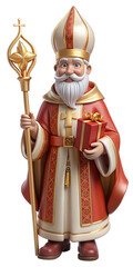 Regal 3D Saint Nicholas in ornate red robe