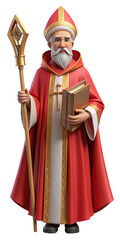 Regal 3D Saint Nicholas in ornate red robe