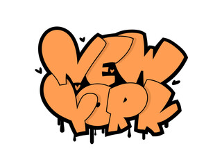 New York  graffiti style hand drawn lettering.  Street art design.