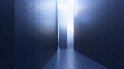 alone in the backrooms liminal space 3d render