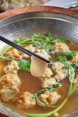 Close up Japanese scallop in hot pot