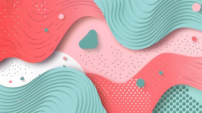 Fototapeta Modern Coral and Teal Abstract Wave Design, Minimalistic Artistic Background with Copy Space, Suitable for Marketing and Decorative Use