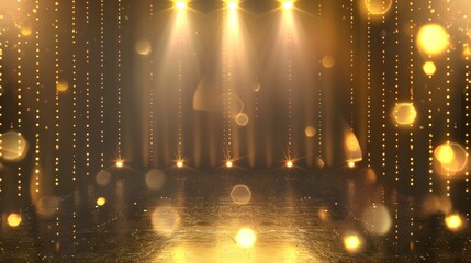 Backdrop gold color Spotlights For Flyers Banner and Backgrounds realistic