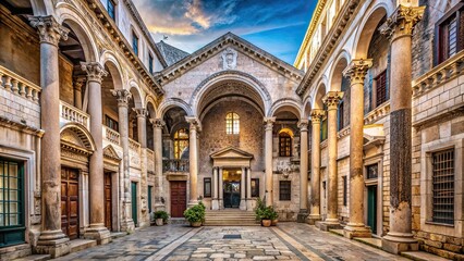 Obraz premium Interior view of the vestibule of Diocletian's Palace in Split, Croatia , Diocletian's Palace, Split, Croatia