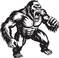 Obraz premium Gorilla cartoon design silhouette vector art work free Download