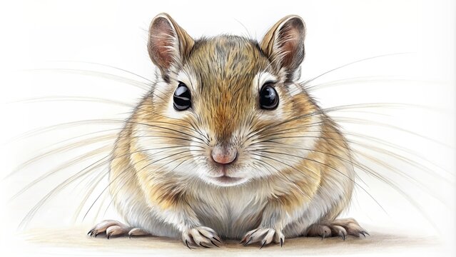 Detailed sketch of a gerbil with expressive eyes and delicate whiskers, gerbil, sketch, intricate, detailed, features, expressive