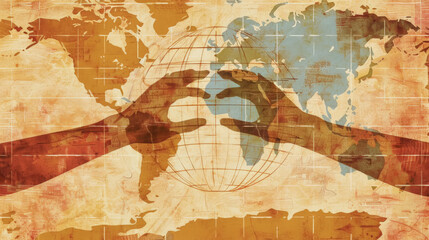 Naklejka premium Global Unity Vintage Illustration