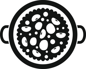 Cooking pot filled with beans top view icon. Simple illustration of cooking pot filled with beans top view icon for web design isolated on white background