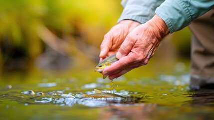 Conservation Efforts: Releasing Fish into River for Ecological Restoration and Fish Stocking