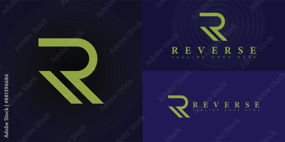 Poster abstract initial letter r or rr logo in green colors isolated on multiple background colors. the log