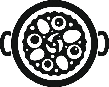 black pan with food, top view clip art preview