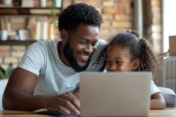 Father, child, family, homework, daughter, girl, happy, teen, parent, education, laptop, teen, teaching, childhood, people, learning, together, school, computer, Internet, teacher, tutor, black