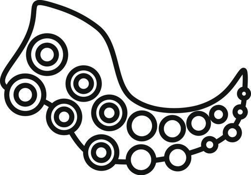 Octopus tentacle showing suction cups in thin line style