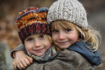 Children Girls Boys Childhood children older brothers and sisters love family together Portrait Fun Happy Joy Happy cute happy young