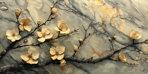 Obraz premium パネルの壁アート、壁の装飾、花のデザインの大理石の背景