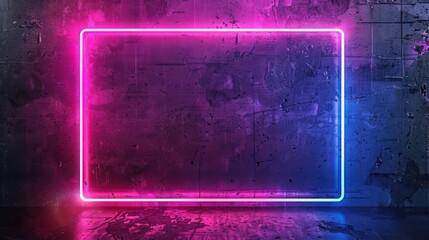 Neon frame glowing blue and pink neon rectangle on black background with copy space for your design, web banner, vector illustration stock photo contest winner, banner with large empty area in the