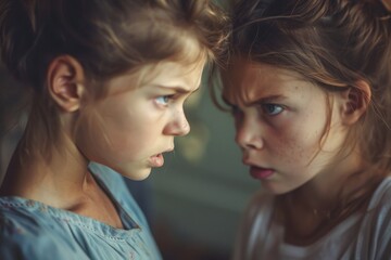 Child mother family problems Father woman conflict Girl arguing adult daughter fighting angry sad parents childhood family struggle sad angry divorce