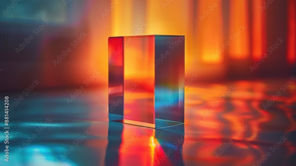 Aufkleber a glass prism casting colorful reflections and patterns on a surface, creating an abstract and vibra