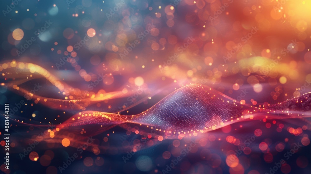 Aufkleber a stunning abstract image of glowing waves of light, creating a dynamic and colorful visual effect w