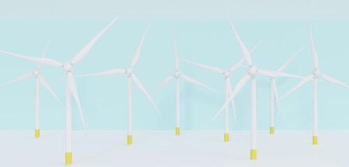 wind turbine, renewable energy, power generation, clean energy, 3d illustration