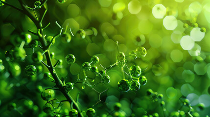 Detailed Green Tea Extract Molecules Structure Magnified Macro Photo