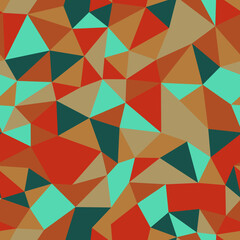 Minimal geometric background with small triangles in a repeatable pattern. Features terra cotta earth tones in a seamless vector illustration.